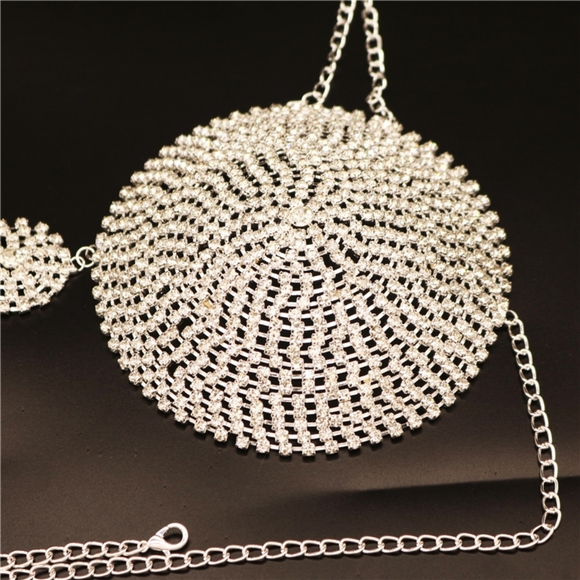 Crystal Round Big Bra Top Chain Cover Chest Bikini Jewelry Sexy Tassel Body Chai - Picture 5 of 5